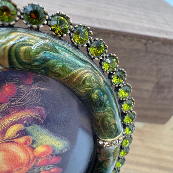 JAY STRONGWATER small oval frame ENAMEL Green SWAROVSKI CRYSTALS - Picture 3 of 12